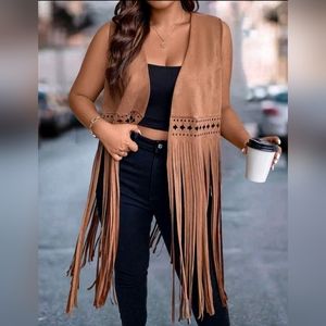NEW $30 Size 0XL/12 Essnce Plus Fringe Hem Open Front Coat